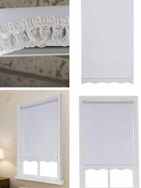 Cordless Fabric Roller Shade Fringed Pure White 35.5'' - 64'' Blackout Blind